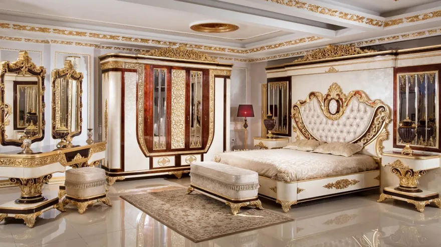 Casa Padrino Luxus Barock Schlafzimmerschrank Weiß / Braun / Gold - Prunkvoller Massivholz Kleiderschrank im Barockstil - Barock Schlafzimmer & Hotel Möbel - Edel & Prunkvoll