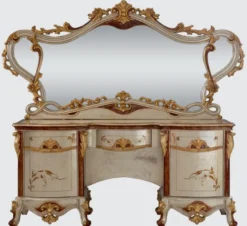Casa Padrino Luxus Barock Schlafzimmer Kommode mit Spiegel Silber / Braun / Gold - Barock Schlafzimmer Möbel - Edel & Prunkvoll