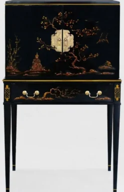 Casa Padrino Luxus Barock Schrank mit 11 Schubladen Schwarz / Gold - Wohnzimmer Schrank im chinesischen Stil - Büroschrank - Luxus Möbel im Barockstil - Barock Möbel - Barock Einrichtung