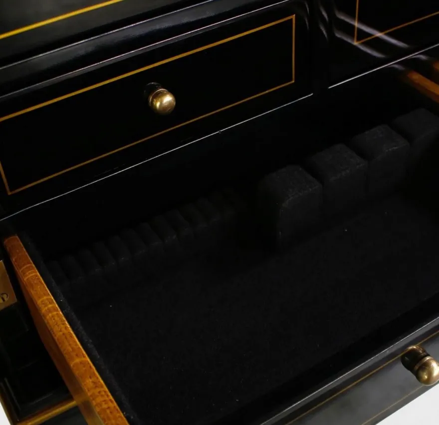 Casa Padrino Luxus Barock Schrank mit 11 Schubladen Schwarz / Gold - Wohnzimmer Schrank im chinesischen Stil - Büroschrank - Luxus Möbel im Barockstil - Barock Möbel - Barock Einrichtung