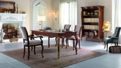 Casa Padrino Luxus Barock Schreibtisch mit 3 Schubladen Braun / Gold - Handgefertigter Bürotisch im Barockstil - Barock Büro Möbel - Luxus Möbel im Barockstil - Luxus Qualität - Made in Italy