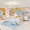 Casa Padrino Luxus Barock Schlafzimmer Set Grün / Creme / Gold - 1 Doppelbett mit Kopfteil & 2 Nachttische - Barock Schlafzimmer Möbel - Edel & Prunkvoll