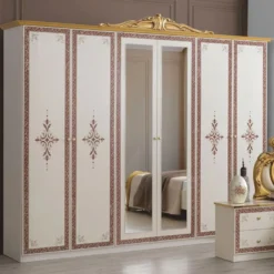 Casa Padrino Luxus Barock Schlafzimmer Schrank Weiß / Braun / Gold 261 cm - Barock Schlafzimmer Möbel