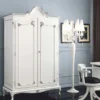 Casa Padrino Luxus Barock Schlafzimmer Schrank Weiß / Silber - Made in Italy