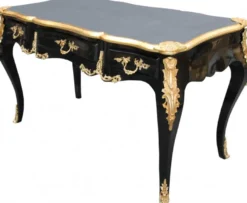 Casa Padrino Luxus Barock Schreibtisch Sekretär in Schwarz und Gold, 141 x 65 x 80 cm