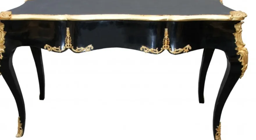 Casa Padrino Luxus Barock Schreibtisch Sekretär in Schwarz und Gold, 141 x 65 x 80 cm