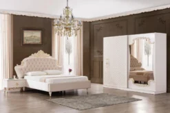 Casa Padrino Luxus Barock Schlafzimmerschrank Weiß / Gold - Massivholz Kleiderschrank mit 2 Schiebetüren - Barock Schlafzimmer Möbel - Edel & Prunkvoll