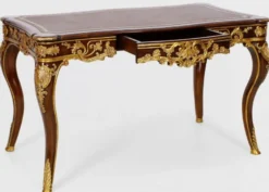 Casa Padrino Luxus Barock Schreibtisch mit Schublade Braun / Gold - Prunkvoller Bürotisch im Barockstil - Barock Büromöbel - Barockstil Büro Möbel - Luxus Möbel im Barockstil - Barock Einrichtung