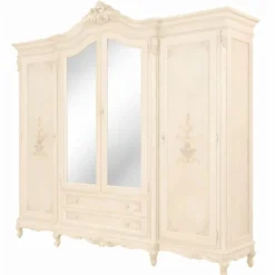 Casa Padrino Luxus Barock Schlafzimmer Schrank Creme 260 cm - Barockstil Schlafzimmer Möbel