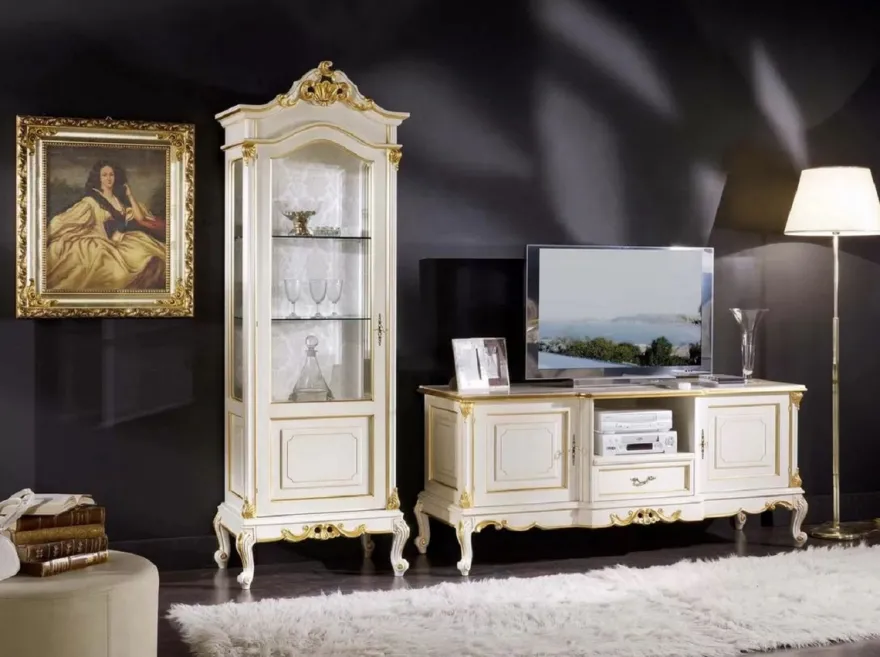 Casa Padrino Luxus Barock Schreibtisch mit 4 Schubladen Weiß / Gold - Prunkvoller handgefertigter Massivholz Bürotisch - Barock Büromöbel - Luxus Qualität - Made in Italy