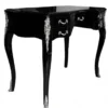 Casa Padrino Luxus Barock Schreibtisch in Schwarz Hochglanz und Silber, 100 x 58 x 80 cm, handgefertigter Sekretär
