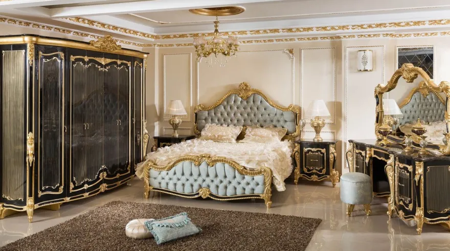 Casa Padrino Luxus Barock Schlafzimmerschrank Schwarz / Gold - Prunkvoller Massivholz Kleiderschrank im Barockstil - Barock Schlafzimmer & Hotel Möbel - Edel & Prunkvoll