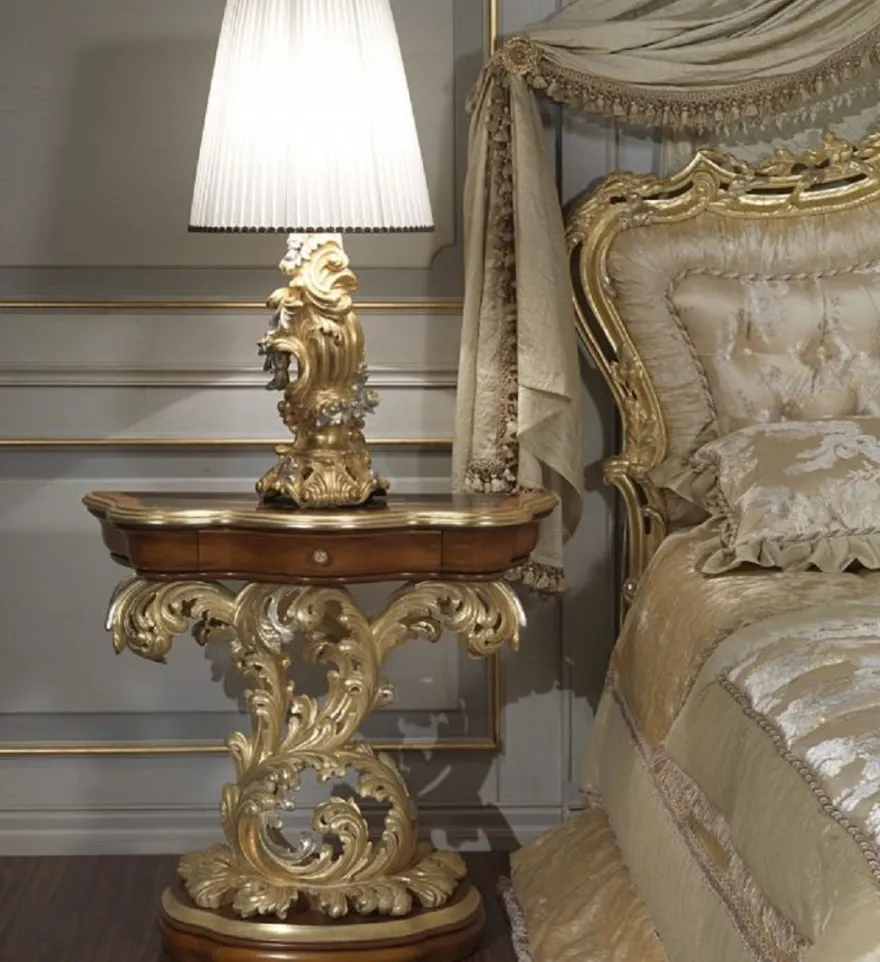 Casa Padrino Luxus Barock Schlafzimmer Set - 1 Doppelbett mit Kopfteil & 1 Baldachin & 2 Nachttische & 1 Sitzbank - Barock Schlafzimmer Möbel - Barock Hotel Möbel - Edel & Prunkvoll