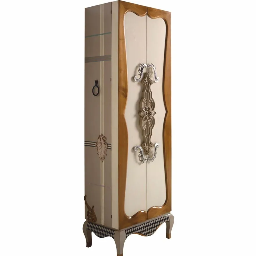 Casa Padrino Luxus Barock Schmuckschrank Creme / Bunt H. 170 cm - Barockstil Möbel