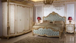 Casa Padrino Luxus Barock Schlafzimmerschrank Weiß / Beige / Gold - Prunkvoller Massivholz Kleiderschrank im Barockstil - Barock Schlafzimmer Möbel - Edel & Prunkvoll