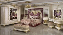 Casa Padrino Luxus Barock Schlafzimmerschrank Weiß / Beige / Gold - Prunkvoller Massivholz Kleiderschrank im Barockstil - Barock Schlafzimmer & Hotel Möbel - Edel & Prunkvoll
