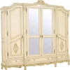 Casa Padrino Luxus Barock Schlafzimmerschrank Creme / Beige - Prunkvoller Massivholz Schrank mit 4 Türen und 3 Schubladen - Barock Kleiderschrank - Barock Schlafzimmer Möbel