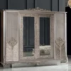 Casa Padrino Luxus Barock Schlafzimmerschrank Silber - Prunkvoller Massivholz Kleiderschrank im Barockstil - Barock Schlafzimmer Möbel