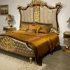 Casa Padrino Luxus Barock Schlafzimmer Set Silber / Dunkelbraun / Gold - 1 Doppelbett mit Kopfteil & 2 Nachtkommoden - Hochwertige Schlafzimmer Möbel im Barockstil - Edel & Prunkvoll