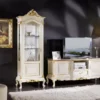 Casa Padrino Luxus Barock Schreibtisch mit 6 Schubladen Weiß / Gold - Prunkvoller handgefertigter Massivholz Bürotisch - Barock Büromöbel - Luxus Qualität - Made in Italy