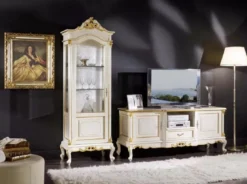 Casa Padrino Luxus Barock Schreibtisch mit 6 Schubladen Weiß / Gold - Prunkvoller handgefertigter Massivholz Bürotisch - Barock Büromöbel - Luxus Qualität - Made in Italy