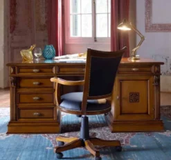 Casa Padrino Luxus Barock Schreibtisch Braun - Massivholz Bürotisch - Italienische Luxus Büro Einrichtung - Luxus Büro Möbel - Luxus Qualität - Made in Italy
