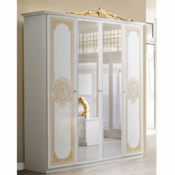 Casa Padrino Luxus Barock Schlafzimmer Schrank Weiß / Grau / Gold 177 cm - Barock Schlafzimmer Möbel
