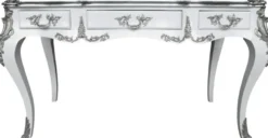 Casa Padrino Luxus Barock Schreibtisch Sekretär in Schwarz / Silber - 141 x 65 x H. 80 cm