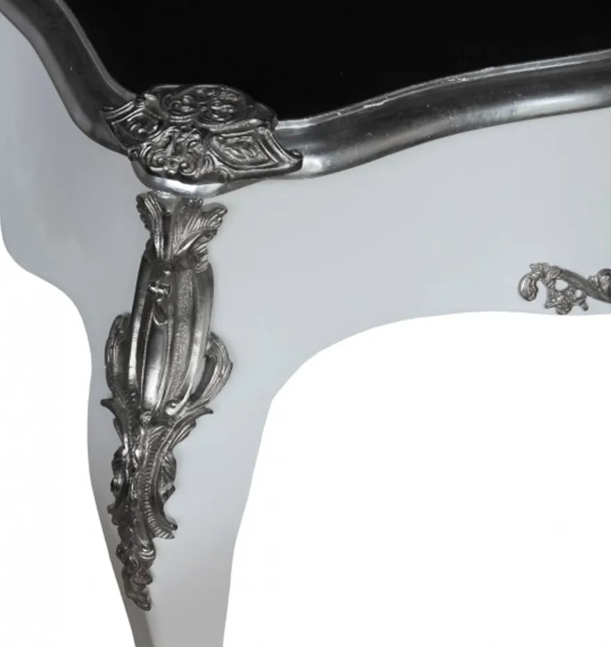 Casa Padrino Luxus Barock Schreibtisch Sekretär in Schwarz / Silber - 141 x 65 x H. 80 cm