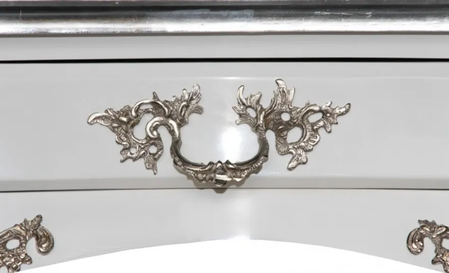 Casa Padrino Luxus Barock Schreibtisch Sekretär in Schwarz / Silber - 141 x 65 x H. 80 cm