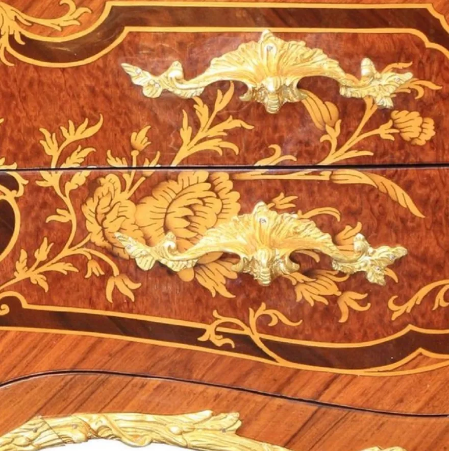 Casa Padrino Luxus Barock Schreibtisch Braun / Gold 160 x 80 x H. 140 cm - Barock Büromöbel