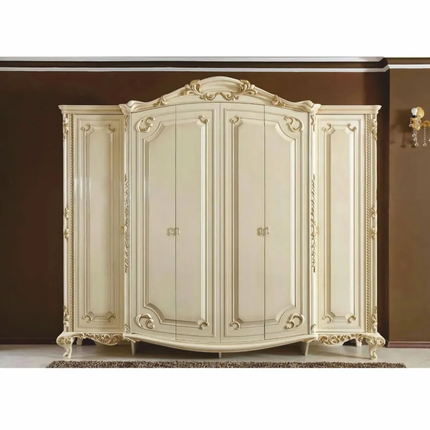 Casa Padrino Luxus Barock Schlafzimmer Schrank Creme / Gold 290 cm - Barock Schlafzimmer Möbel