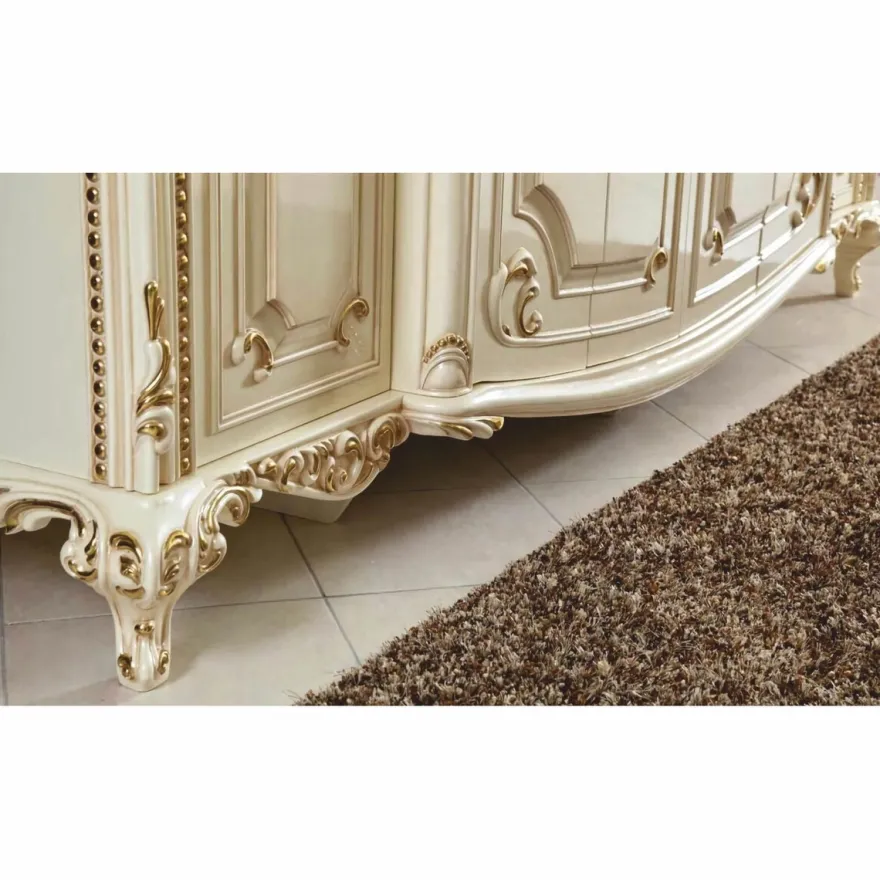 Casa Padrino Luxus Barock Schlafzimmer Schrank Creme / Gold 290 cm - Barock Schlafzimmer Möbel