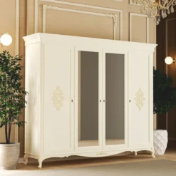 Casa Padrino Luxus Barock Schlafzimmer Schrank Creme 248 cm - Barock Schlafzimmer Möbel