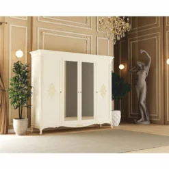 Casa Padrino Luxus Barock Schlafzimmer Schrank Creme 248 cm - Barock Schlafzimmer Möbel