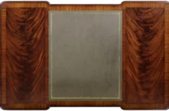Casa Padrino Luxus Barock Schreibtisch Dunkelbraun / Silber / Grau / Gold - Handgefertigter Mahagoni Schreibtisch mit 5 Schubladen - Barock Büro Möbel