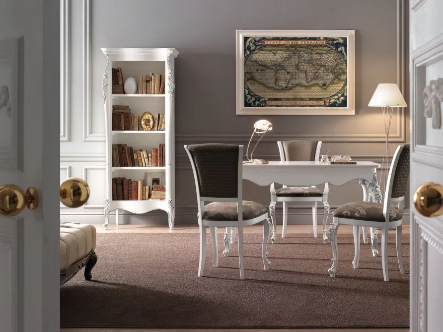 Casa Padrino Luxus Barock Sekretär mit 3 Schubladen Weiß / Silber - Handgefertigter Schreibtisch im Barockstil - Barock Büro Möbel - Luxus Möbel im Barockstil - Luxus Qualität - Made in Italy