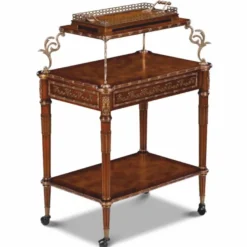 Casa Padrino Luxus Barock Servierwagen Braun / Messing / Silber - Barockstil Teewagen