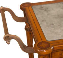 Casa Padrino Luxus Barock Servierwagen Hellbraun 102 x 52 x H. 77 cm - Massivholz Trolley mit eglomisierter Glasplatte - Barock Gastronomie Accessoires