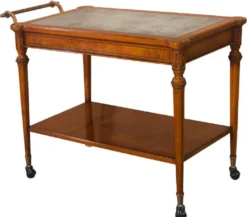 Casa Padrino Luxus Barock Servierwagen Hellbraun 102 x 52 x H. 77 cm - Massivholz Trolley mit eglomisierter Glasplatte - Barock Gastronomie Accessoires