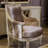 Casa Padrino Luxus Barock Sessel Rosa / Weiß / Gold 77 x 70 x H. 105 cm - Eleganter Wohnzimmer Sessel im Barockstil - Barock Möbel