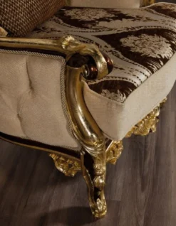Casa Padrino Luxus Barock Sessel Beige / Braun / Gold - Prunkvoller Wohnzimmer Sessel mit Muster - Barock Wohnzimmer Möbel