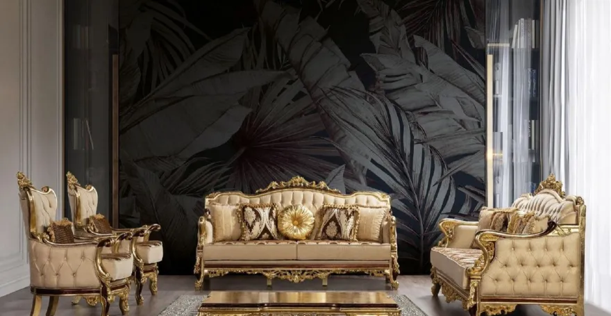 Casa Padrino Luxus Barock Sessel Beige / Braun / Gold - Prunkvoller Wohnzimmer Sessel mit Muster - Barock Wohnzimmer Möbel