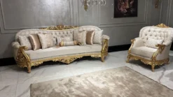 Casa Padrino Luxus Barock Sessel Gold mit Muster - Prunkvoller Wohnzimmer Sessel