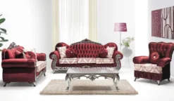 Casa Padrino Luxus Barock Sessel Bordeauxrot / Creme / Silber - Wohnzimmer Sessel mit Muster und Glitzersteinen - Barockstil Wohnzimmer Möbel - Luxus Möbel im Barockstil - Barock Einrichtung