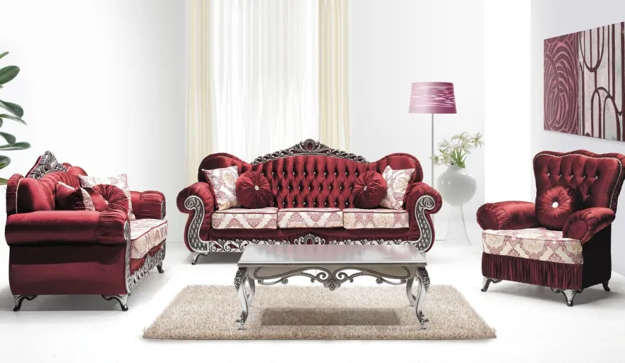 Casa Padrino Luxus Barock Sessel Bordeauxrot / Creme / Silber - Wohnzimmer Sessel mit Muster und Glitzersteinen - Barockstil Wohnzimmer Möbel - Luxus Möbel im Barockstil - Barock Einrichtung