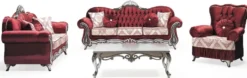 Casa Padrino Luxus Barock Sessel Bordeauxrot / Creme / Silber - Wohnzimmer Sessel mit Muster und Glitzersteinen - Barockstil Wohnzimmer Möbel - Luxus Möbel im Barockstil - Barock Einrichtung
