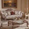 Casa Padrino Luxus Barock Sessel Grau / Kupfer / Silber - Handgefertigter Barockstil Wohnzimmer Sessel mit elegantem Muster - Barock Wohnzimmer Möbel - Edel & Prunkvoll