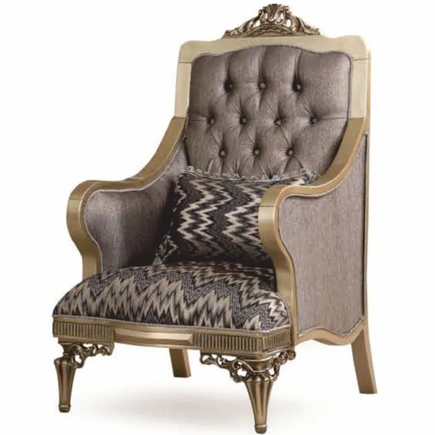 Casa Padrino Luxus Barock Sessel Grau / Gold H. 122 cm - Barock Möbel