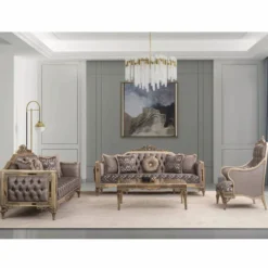 Casa Padrino Luxus Barock Sessel Grau / Gold H. 122 cm - Barock Möbel
